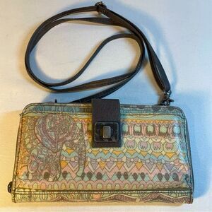 Sakroots smartphone crossbody wallet coated canvas pastel elephant